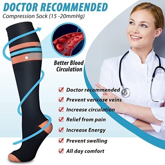 🆕🧦 Copper Infused Luxury Knee High Compression Socks Warm Long Stockings NWT🧦 - Picture 3 of 8